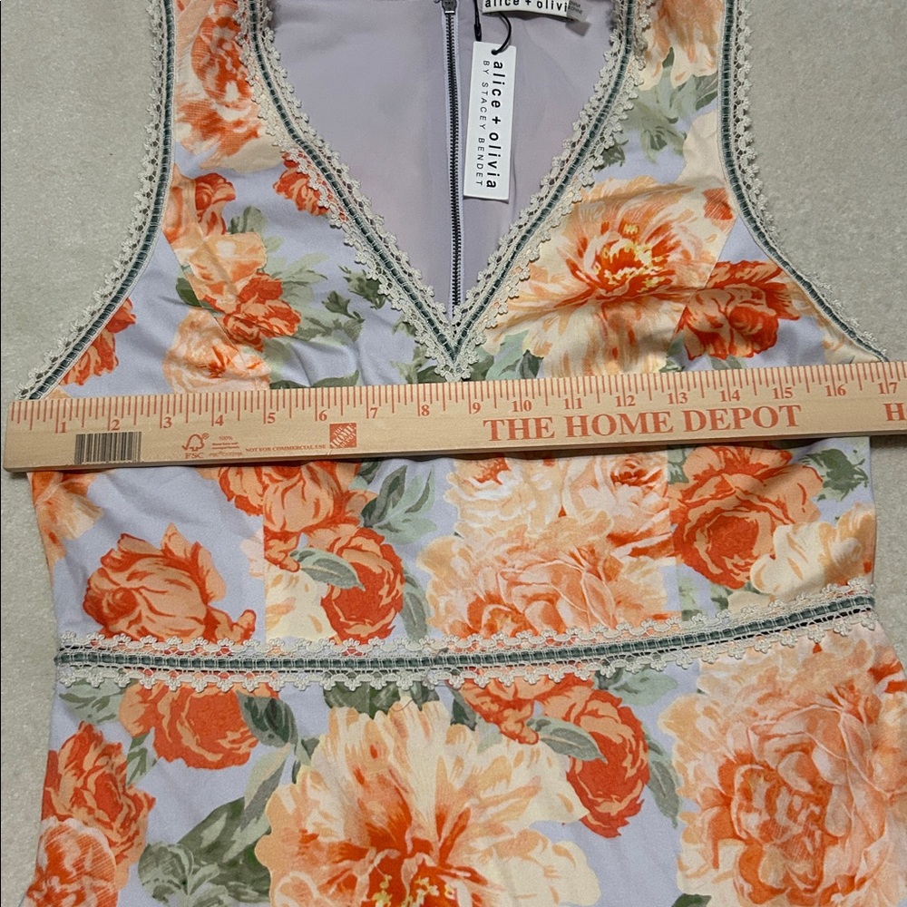 Alice+Olivia Garden Dusty Orchids Cotton Dress size 10 NWT - Picture 9 of 10